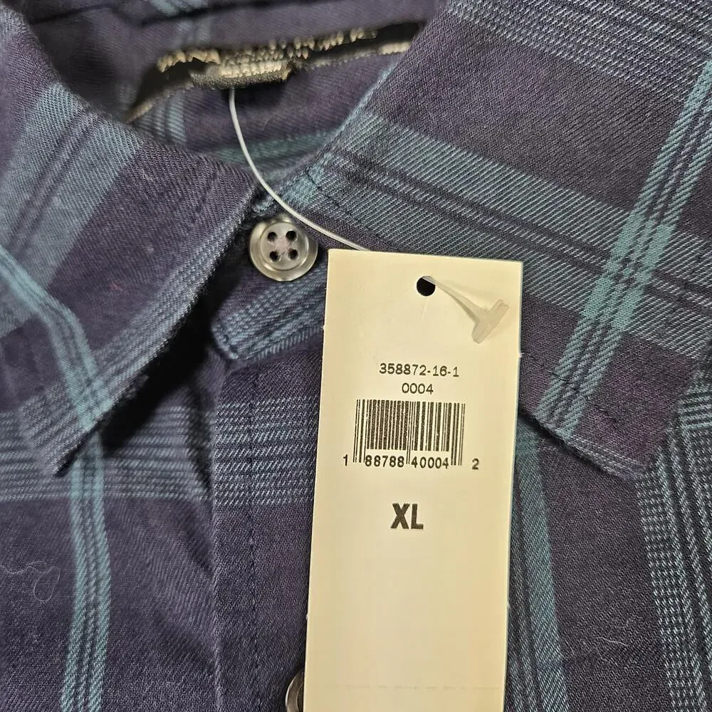 Banana Republic Shirt Mens XL Blue Plaid Flannel Button Up Long Sleeve